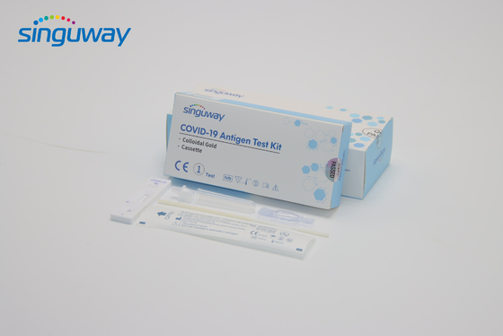 ชุดทดสอบด้วยตนเองอย่างรวดเร็วในขั้นตอนเดียว Colloidal Gold H Pylori Antigen Rapid Test Cassette